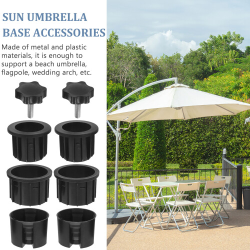Supporto per ombrellone da esterno con viti e base per patio, giardino, veranda e per sostenere ombrelloni. 1