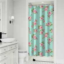 Duschvorhang mit Blumenmuster, 91 x 183 cm (36 x 72 Zoll), mit 12 Haken