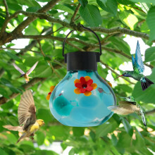 Solarbetriebener Kolibri-Futterspender mit LED-Beleuchtung – wetterfest, automatisch, für Terrasse und Garten