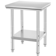 Mesa de trabajo de acero inoxidable duradera de 61 x 61 x 79 cm (24 x 24 x 31 pulgadas), soporta hasta 317 kg (700 libras), mesa de preparación de