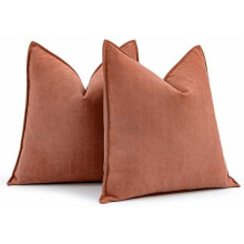 Paquete de 2 fundas de almohada decorativas de chenilla color naranja quemado de 24x24 pulgadas, estilo bohemio, ideales para sofá, cama o sala de
