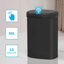 Poubelle de cuisine automatique en acier inoxydable de 49 litres (13 gallons) avec capteur de mouvement, design silencieux anti-traces de doigts,
