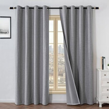 100% Blackout Curtains 52W72L inch, 2 Panels Light Grey Thermal Insulated Grommet Drapes for Living Room & Bedroom – Compatible with Standard Rods