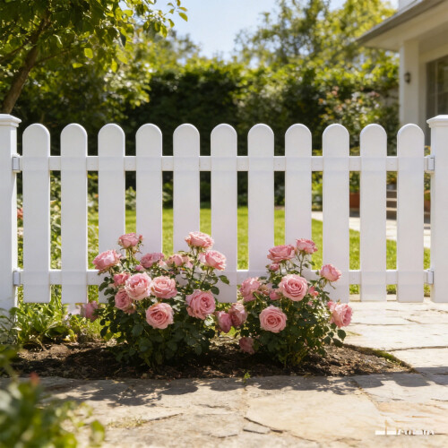 White Plastic Picket Fence Interlocking Edging 50 ft 1