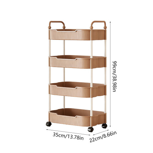 Carrello portaoggetti mobile in plastica a 4 ripiani 2