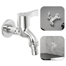 Washing Machine Faucet Wall Mounted Single Cold Water Tap Silver Alloy Cold Water Supply 1Set