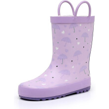 Toddler & Kids Rain Boots with Easy-On Handles, Unisex Waterproof Rubber Boots in Fun Patterns (T/L/B Kid), Compatible with Kids' Sizes