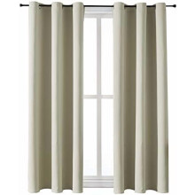 Grommet Room Darkening Curtains for Bedroom and Living Room - 2 Panels Set Thermal Insulated Blackout Curtains (Beige, 42W x 63L)