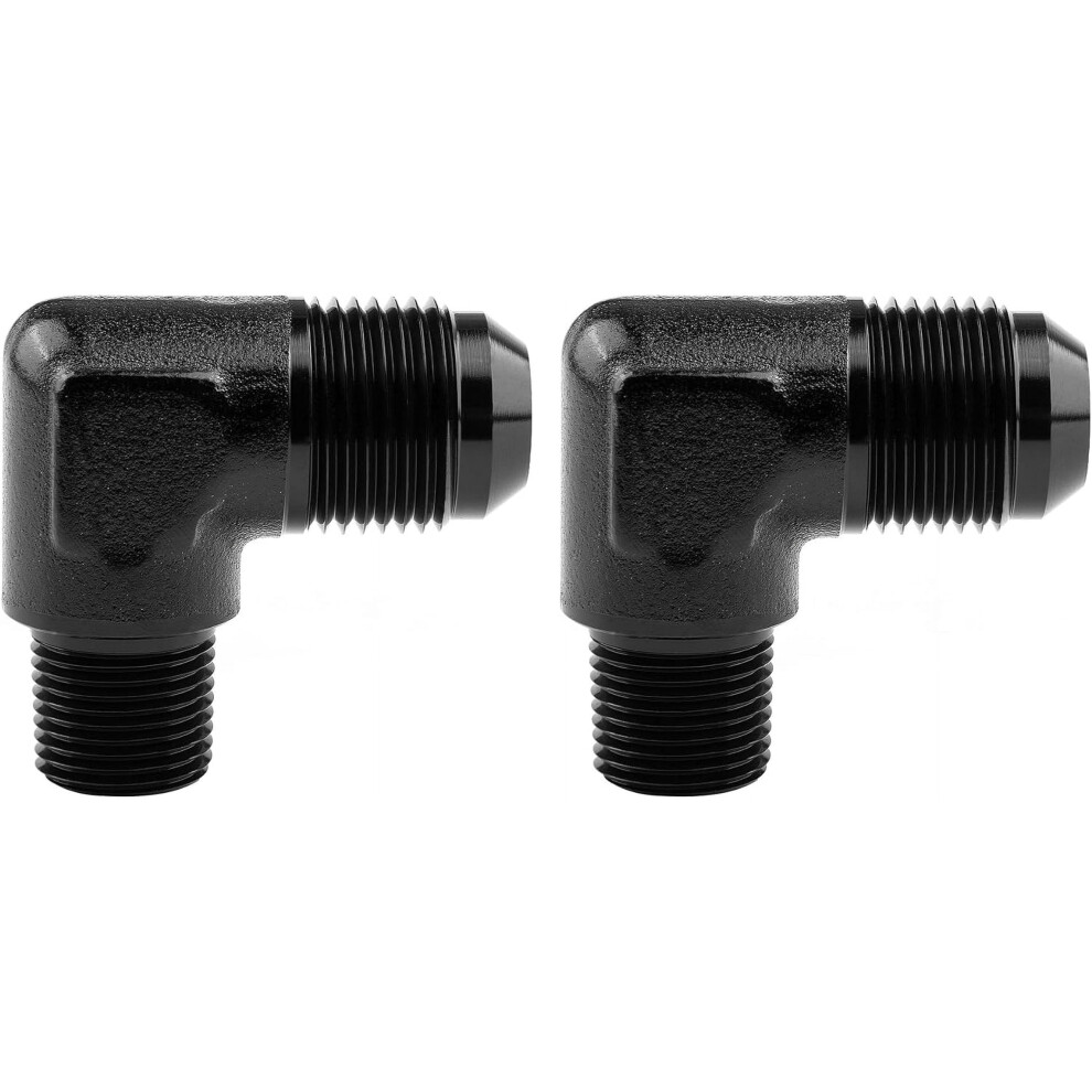 8An To 3/8" Npt Male 90 Degree Fitting Adapter Aluminum 2Pcs 9338982643528
