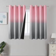 Grey & Pink Blackout Curtains 52x54", Room Darkening, Thermal Insulated, Ombre Grommet, 2 Panels, Compatible with Standard Rods