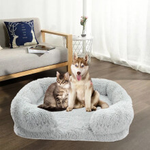 Calming Dog Cat Plush Bed Fluffy Warming Pet Nest Small Medium Dogs Cats Sleeping Mat for Living Room Bedroom Indoor Relaxation Comfort