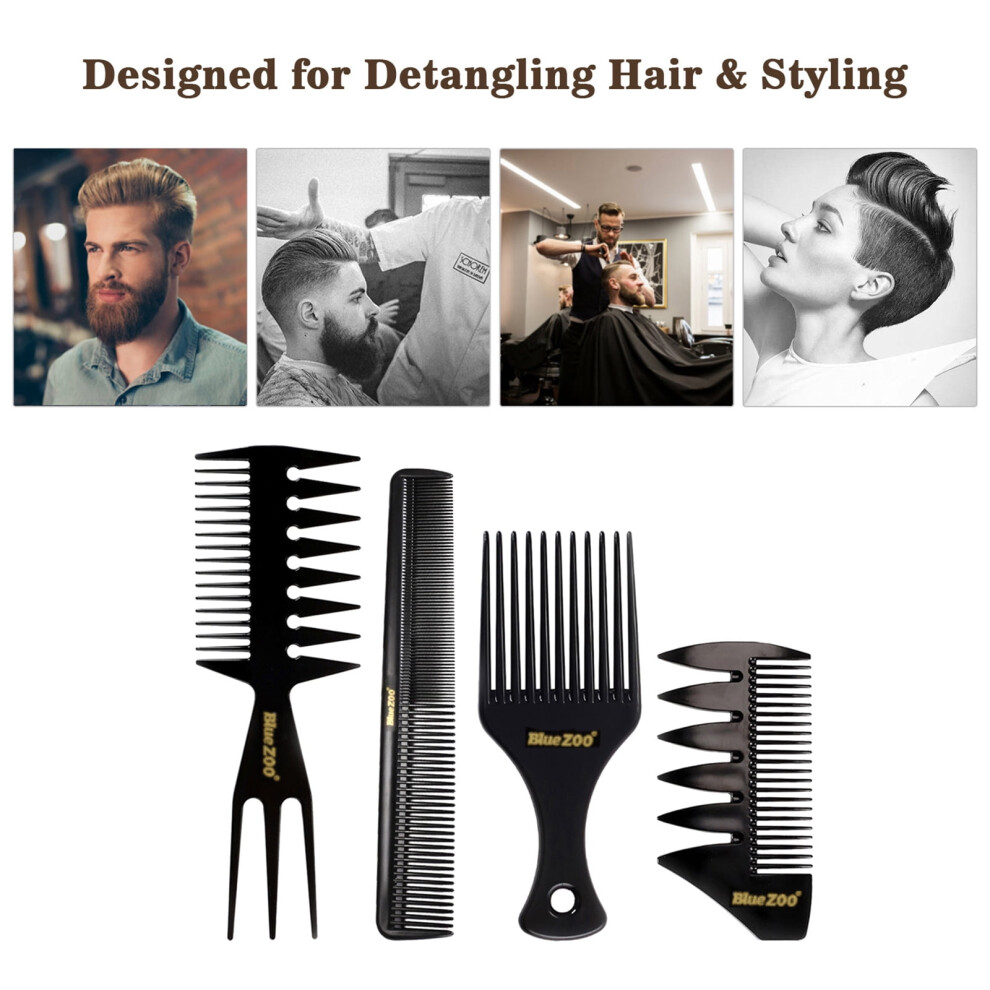 Unisex Hairdressing Comb Set (4Pcs), Wide-Tooth & Fine-Tooth Combs, Static-Free Barber Tools Â Compatible With Leeofty Florbela