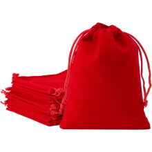 Lot de 10 sacs en velours rouge de 7,1 x 8,9 cm avec cordon de serrage, parfaits pour Noël, les mariages et les fêtes.