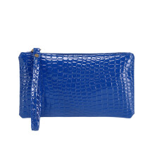 Leather Wallet for Women Small Clutch Purse with Wrist Strap Ladies Outdoor Phone Bags for Shopping and Party Blue
