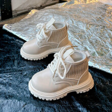 Children's Martin Boots Winter Fleece Lined Short Ankle Boots for Boys and Girls Non-Slip Rubber Sole Casual Outdoor Warm Toddler Kids Shoes