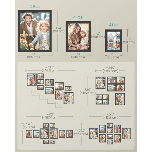 Collage Picture Frames Set Glass Ink Black 10-Piece 1