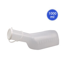 Butelka na mocz dla mężczyzn 1 litr / 1000 ml plastikowa butelka na mocz z nakrętką, łatwa do odczytania, przenośna, biała