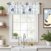 Tengeri teknős kék korall varrat nélküli karnis 54x18 hüvelyk, rúdzseb konyhába, hálószobába, fürdőszobába, nappaliba – Ocean Starfish