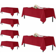 Balenie 6 obdĺžnikových obrusov, 54x108", červený polyester, prateľné, na 6-stopové stoly – svadba, párty, banket