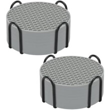 Conjunto de 16 porta-copos de silicone com suporte.