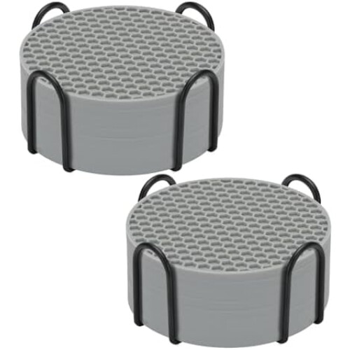 Conjunto de 16 porta-copos de silicone com suporte.