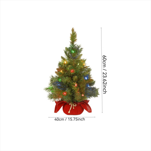 Pre-Lit 2 Ft Mini Christmas Tree with Lights, Tabletop Artificial Tree Decor, Includes Cloth Bag Base – Compatible with Indoor Use 1