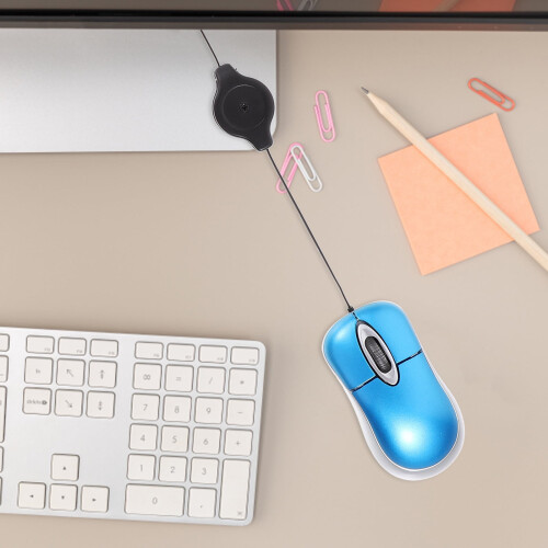 Mini mouse optic USB cu cablu retractabil 2