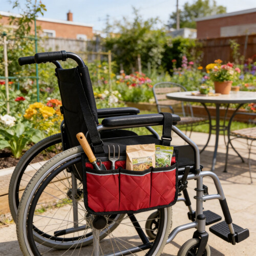 Wheelchair Armrest Pouch – Durable Organizer, Large 1