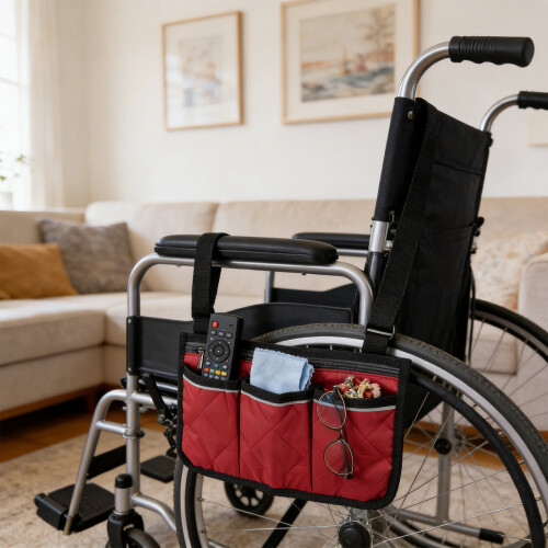 Wheelchair Armrest Pouch – Durable Organizer, Large 2