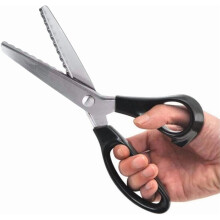 Fabric Pinking Shears, 10mm Scalloped Edge, Stainless Steel, Black Handled – for Leather, Tailoring, Paper Crafts (Compatible with standard craft