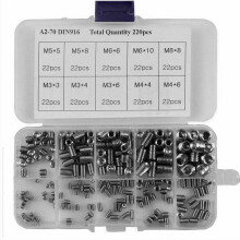 220pcs Allen Head Socket Hex Grub Screw Set Assortment Kit with Internal Hex Drive and Cup Point, 304 Stainless Steel, Metric (M3/4/5/6/8)