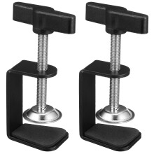 YEAHIBABY 2Pcs Black Table Mount Clamps with Silicone Padding for Microphone Installation