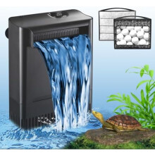 Turtle Tank Filter, 20-75 Gal, 290GPH, 3-Stage Waterfall Bio-Filtration, Low-Water-Level Compatible with Freshwater & Saltwater Tanks