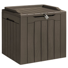31 Gallon Outdoor Deck Box In Resin with Seat, Brown