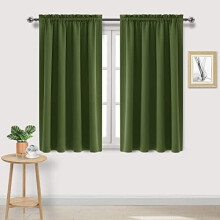 Olive Green Room Darkening Blackout Curtains, Thermal Insulated, Privacy & Energy Saving, 42x45", Set of 2