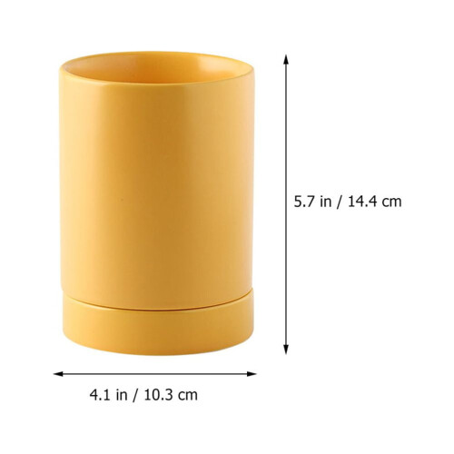 LEDMOMO Yellow Ceramic Chopstick Holder Kitchen Tool Organizer Water Drainage 1Set 1