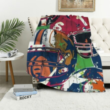 Couverture de football ultra douce 127 x 152 cm – Cadeau pour enfants et garçons – Idéale pour les équipes sportives, décoration canapé/lit
