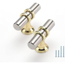Brushed Nickel and Gold Cabinet Handles 20-Pc