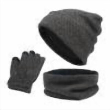 Men's Winter Woolen Hat Sets with Stripe Color Block Knitted Hats Scarves Gloves Included for Cold Weather Providing Warmth(Dark Gray#3,Free Size)