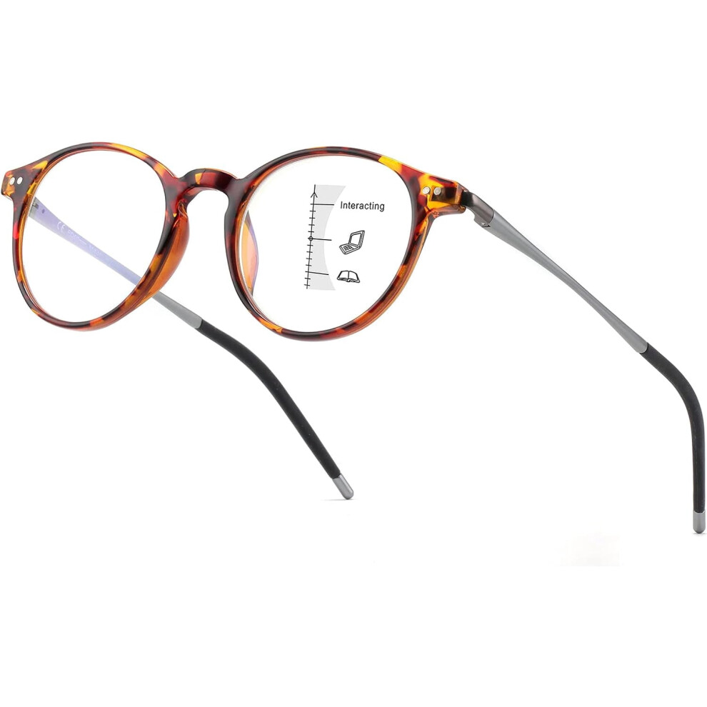 Ultralight Round Progressive Reading Glasses 2.5 Gray