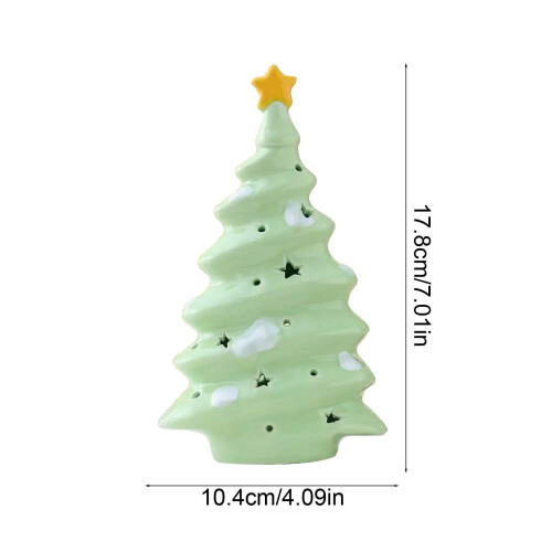 Ceramic Christmas Tree Ornament Green Mini House 1 pc 2