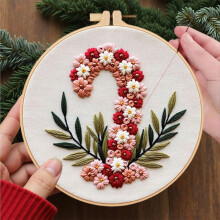Christmas Embroidery Handmade, DIY Material Kit, Christmas Elementals Craft, For Scene Home Decoration Holiday Gifts(A)