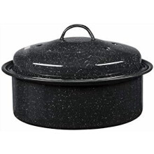 8.7" Mini Round Roaster, 3Lb, Enamel Steel, Dishwasher Safe & PFOA-Free, Even Heat Distribution – Speckled Black