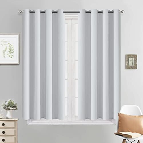 Thermal Insulated Window Curtain Valance Greyish White 52"