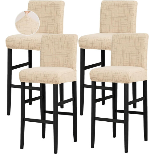 Ensemble de 4 housses de tabouret de bar en velours lavable couleur camel