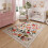 3x5 ft Washable Boho Floral Area Rug Beige 1