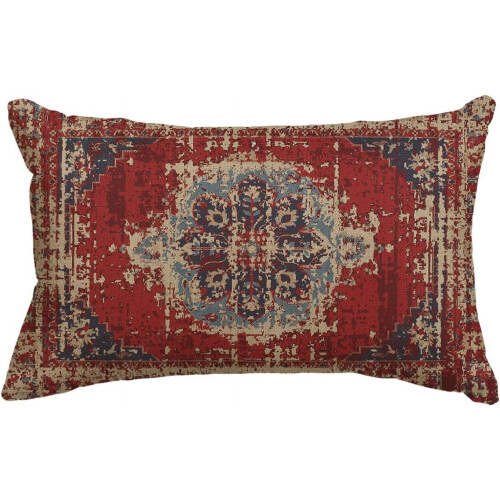 Capa de almofada boho vermelha 30x50cm