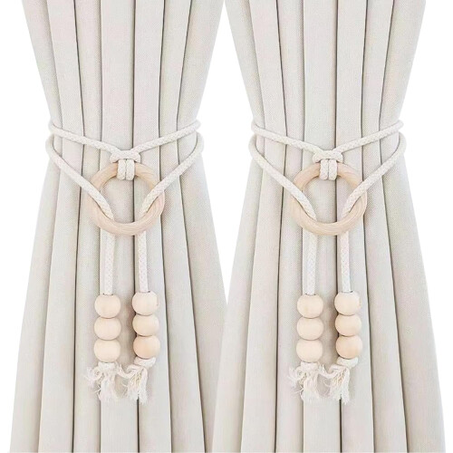 Ξύλινα δεσίματα κουρτινών με χάντρες 68cm x 2