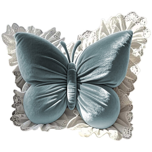 Butterfly Throw Pillow Velvet Blue 40x50cm