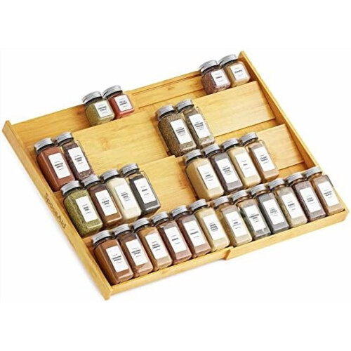 Bamboo 4-Tier Expandable Drawer Spice Rack